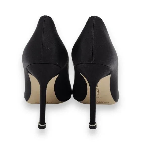 Manolo Blahnik Hangisi Satin Pumps Heels Black $1195 - Picture 5 of 6